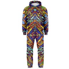 Mosaic Pattern Background Hooded Jumpsuit (men) by Ravend