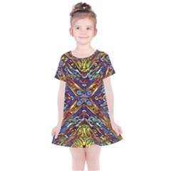 Mosaic Pattern Background Kids  Simple Cotton Dress by Ravend