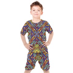 Mosaic Pattern Background Kids  Tee And Shorts Set by Ravend