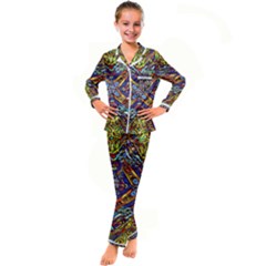 Mosaic Pattern Background Kid s Satin Long Sleeve Pajamas Set by Ravend