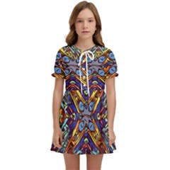 Mosaic Pattern Background Kids  Sweet Collar Dress by Ravend