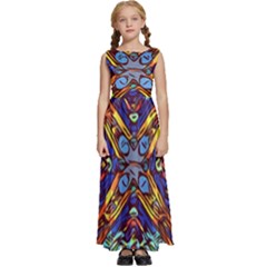 Mosaic Pattern Background Kids  Satin Sleeveless Maxi Dress by Ravend