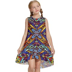 Mosaic Pattern Background Kids  Frill Swing Dress by Ravend