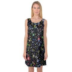 Universe Star Planet Galaxy Sleeveless Satin Nightdress