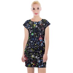 Universe Star Planet Galaxy Cap Sleeve Bodycon Dress by Ravend