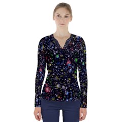 Universe Star Planet Galaxy V-neck Long Sleeve Top