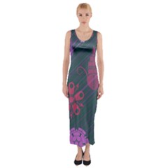 Floral Non Seamless Pattern Fitted Maxi Dress by Ravend