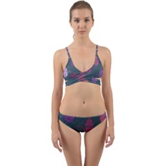 Floral Non Seamless Pattern Wrap Around Bikini Set by Ravend