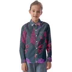 Floral Non Seamless Pattern Kids  Long Sleeve Shirt