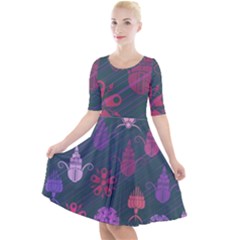 Floral Non Seamless Pattern Quarter Sleeve A-line Dress by Ravend