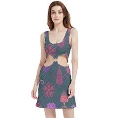 Floral Non Seamless Pattern Velvet Cutout Dress by Ravend