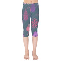 Floral Non Seamless Pattern Kids  Capri Leggings 