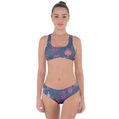 Floral Non Seamless Pattern Criss Cross Bikini Set by Ravend