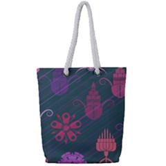 Floral Non Seamless Pattern Full Print Rope Handle Tote (small) by Ravend