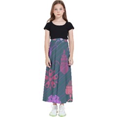 Floral Non Seamless Pattern Kids  Flared Maxi Skirt