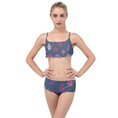 Floral Non Seamless Pattern Layered Top Bikini Set by Ravend