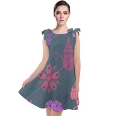 Floral Non Seamless Pattern Tie Up Tunic Dress by Ravend