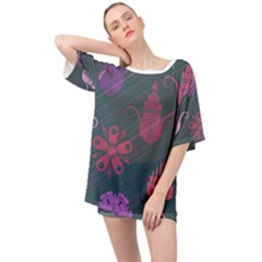 Floral Non Seamless Pattern Oversized Chiffon Top by Ravend