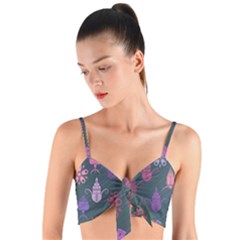 Floral Non Seamless Pattern Woven Tie Front Bralet by Ravend