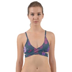 Floral Non Seamless Pattern Wrap Around Bikini Top by Ravend