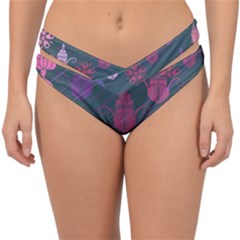 Floral Non Seamless Pattern Double Strap Halter Bikini Bottom by Ravend