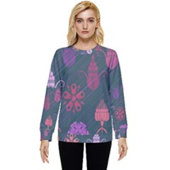 Floral Non Seamless Pattern Hidden Pocket Sweatshirt