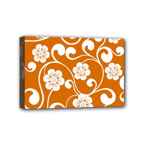 Orange Floral Walls  Mini Canvas 6  X 4  (stretched) by ConteMonfrey