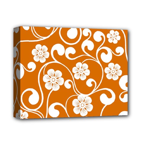 Orange Floral Walls  Deluxe Canvas 14  X 11  (stretched) by ConteMonfrey