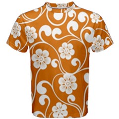 Orange Floral Walls  Men s Cotton Tee by ConteMonfrey