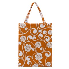 Orange Floral Walls  Classic Tote Bag by ConteMonfrey