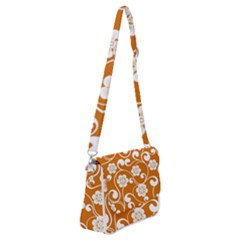 Orange Floral Walls  Shoulder Bag With Back Zipper by ConteMonfrey