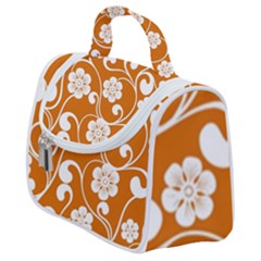 Orange Floral Walls  Satchel Handbag by ConteMonfrey