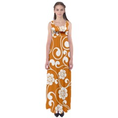 Orange Floral Walls  Empire Waist Maxi Dress by ConteMonfrey