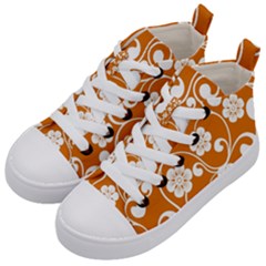 Orange Floral Walls  Kids  Mid-top Canvas Sneakers by ConteMonfrey