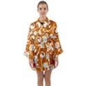 Orange Floral Walls  Long Sleeve Satin Kimono View1