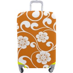 Orange Floral Walls  Luggage Cover (large) by ConteMonfrey