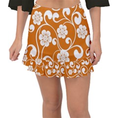 Orange Floral Walls  Fishtail Mini Chiffon Skirt by ConteMonfrey