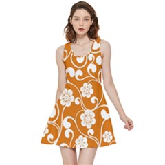 Orange Floral Walls  Inside Out Reversible Sleeveless Dress by ConteMonfrey