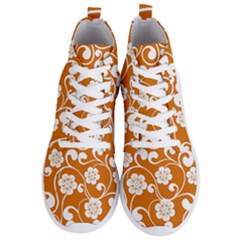 Orange Floral Walls  Men s Lightweight High Top Sneakers by ConteMonfrey