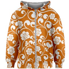 Orange Floral Walls  Kids  Zipper Hoodie Without Drawstring by ConteMonfrey