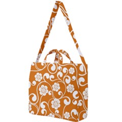 Orange Floral Walls  Square Shoulder Tote Bag by ConteMonfrey