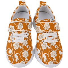 Orange Floral Walls  Kids  Velcro Strap Shoes by ConteMonfrey