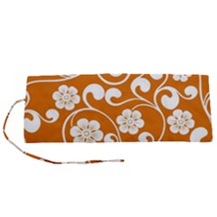 Orange Floral Walls  Roll Up Canvas Pencil Holder (s) by ConteMonfrey