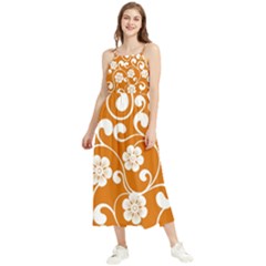 Orange Floral Walls  Boho Sleeveless Summer Dress by ConteMonfrey