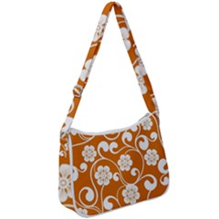 Orange Floral Walls  Zip Up Shoulder Bag by ConteMonfrey