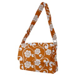 Orange Floral Walls  Full Print Messenger Bag (m) by ConteMonfrey