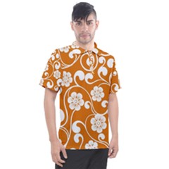 Orange Floral Walls  Men s Polo Tee by ConteMonfrey