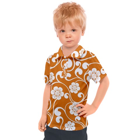 Orange Floral Walls  Kids  Polo Tee by ConteMonfrey