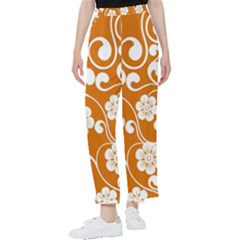 Orange Floral Walls  Women s Pants  by ConteMonfrey