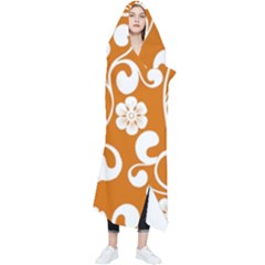 Orange Floral Walls  Wearable Blanket by ConteMonfrey